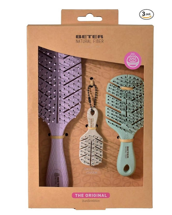 Kit 3 Cepillos de Pelo Desenredantes Natural Fiber