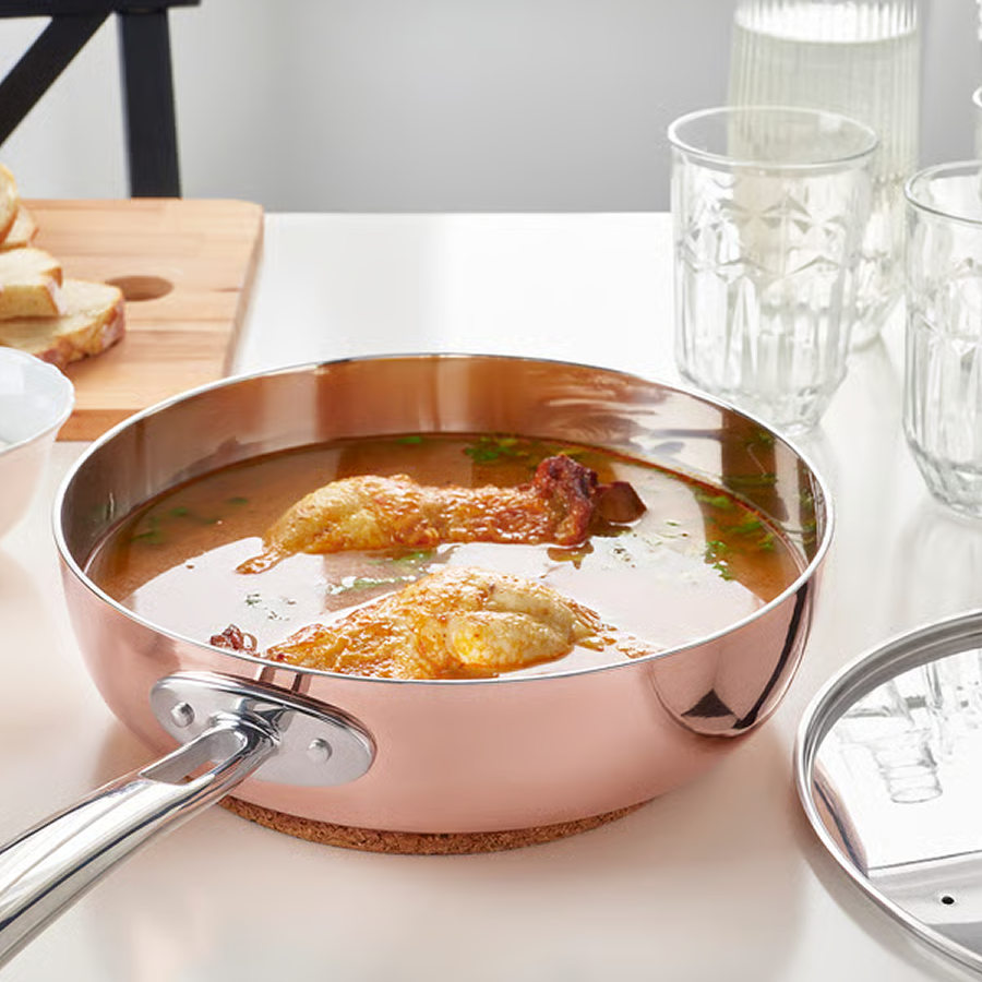 FINMAT Traktörpanna med lock - koppar/rostfritt stål 25 cm