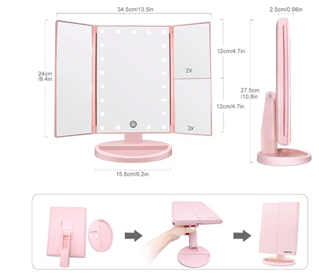 Specchio per Trucco con Luce Regolabile con LED