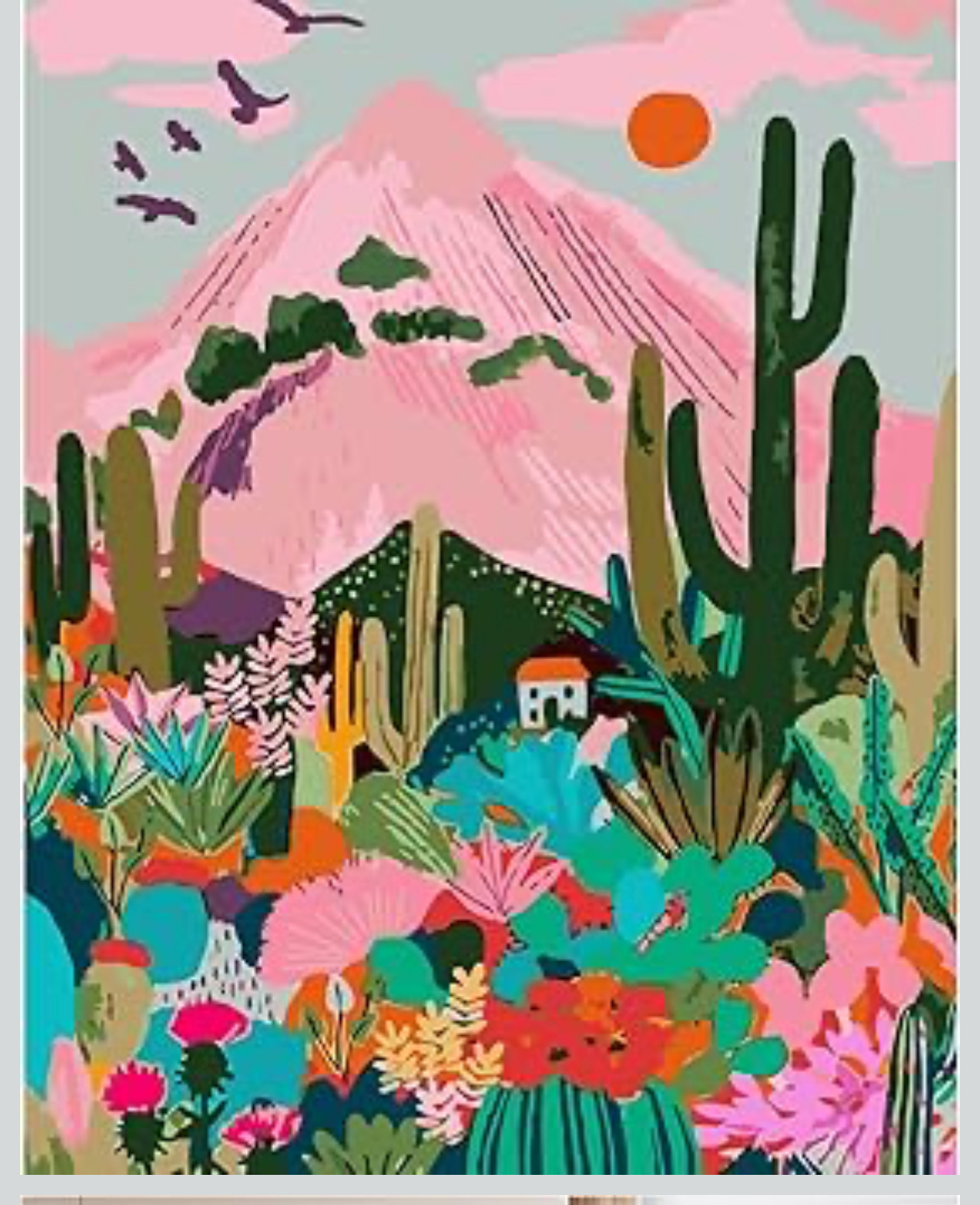 Peinture par Numéros pour Adulte Jardin de cactus, Kits de Peinture au Numéro Paysages