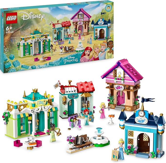 LEGO Disney Princess Les Aventures des Princesses Disney au Marché, Jouet avec Carte au Trésor et 4 Mini Poupées : Ariel, Cendrillon, Aurore et Tiana