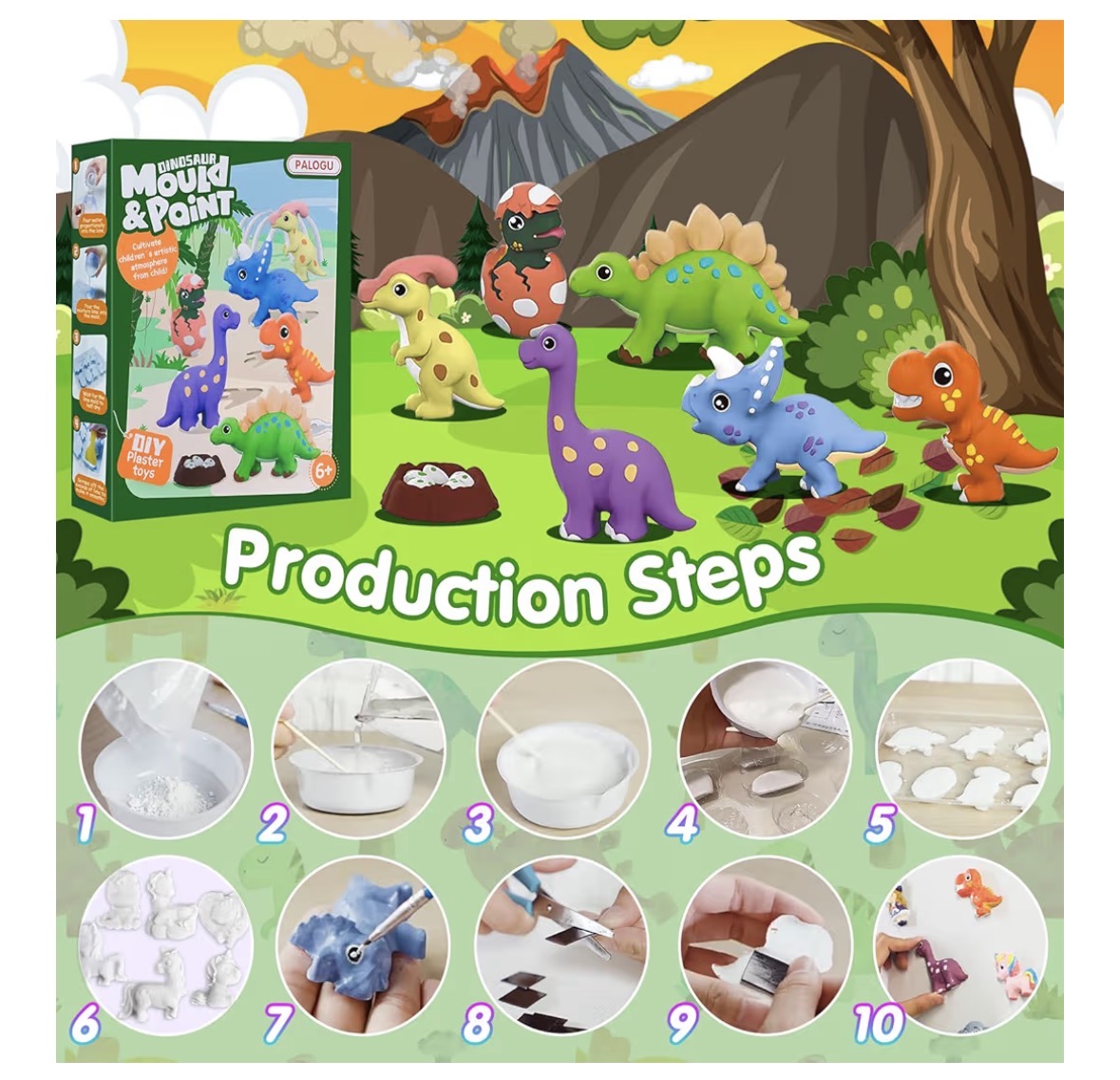 Dinosaurs figures for painting